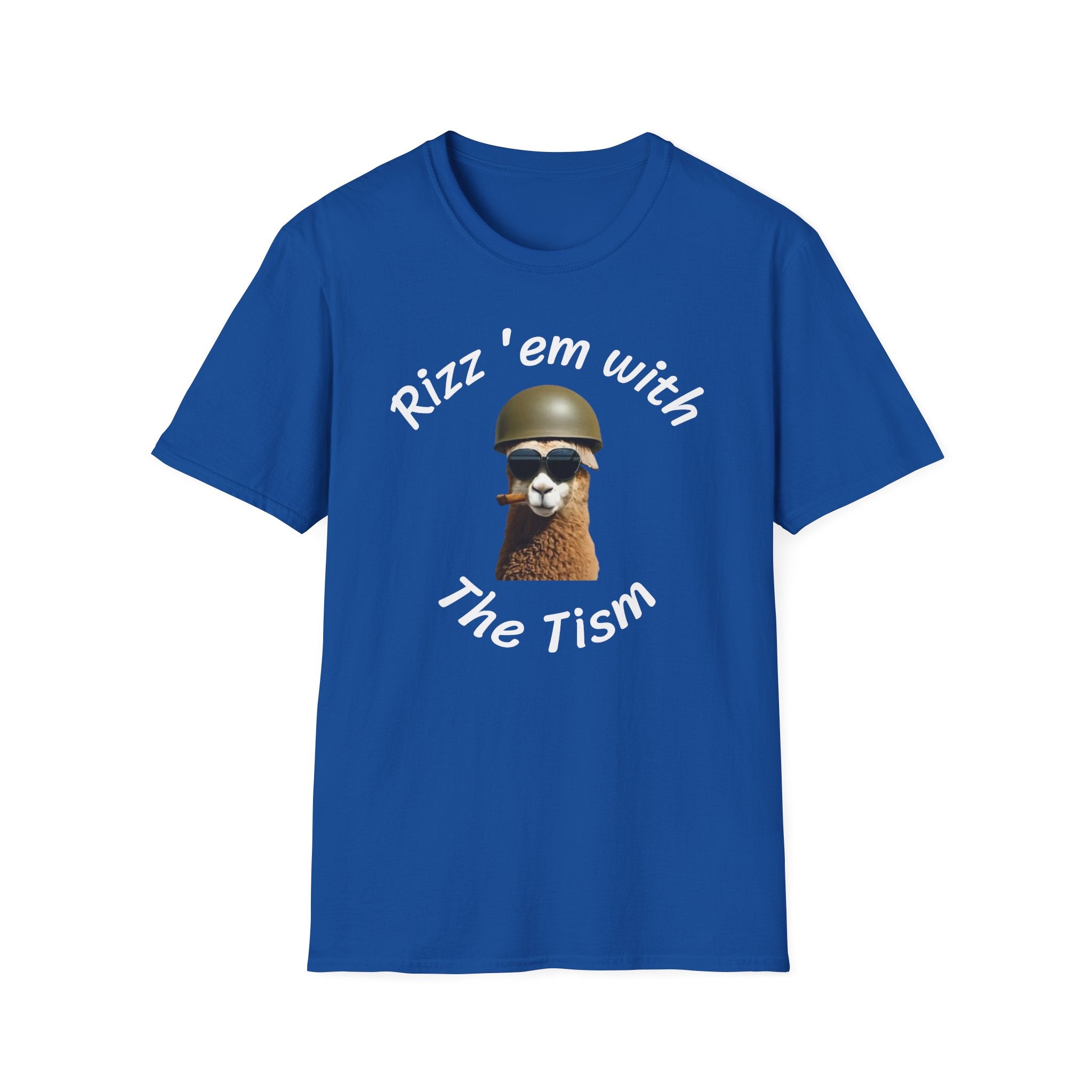 Rizz 'Em With The Tism T-Shirt — Funny Alpaca Soldier Graphic Tee