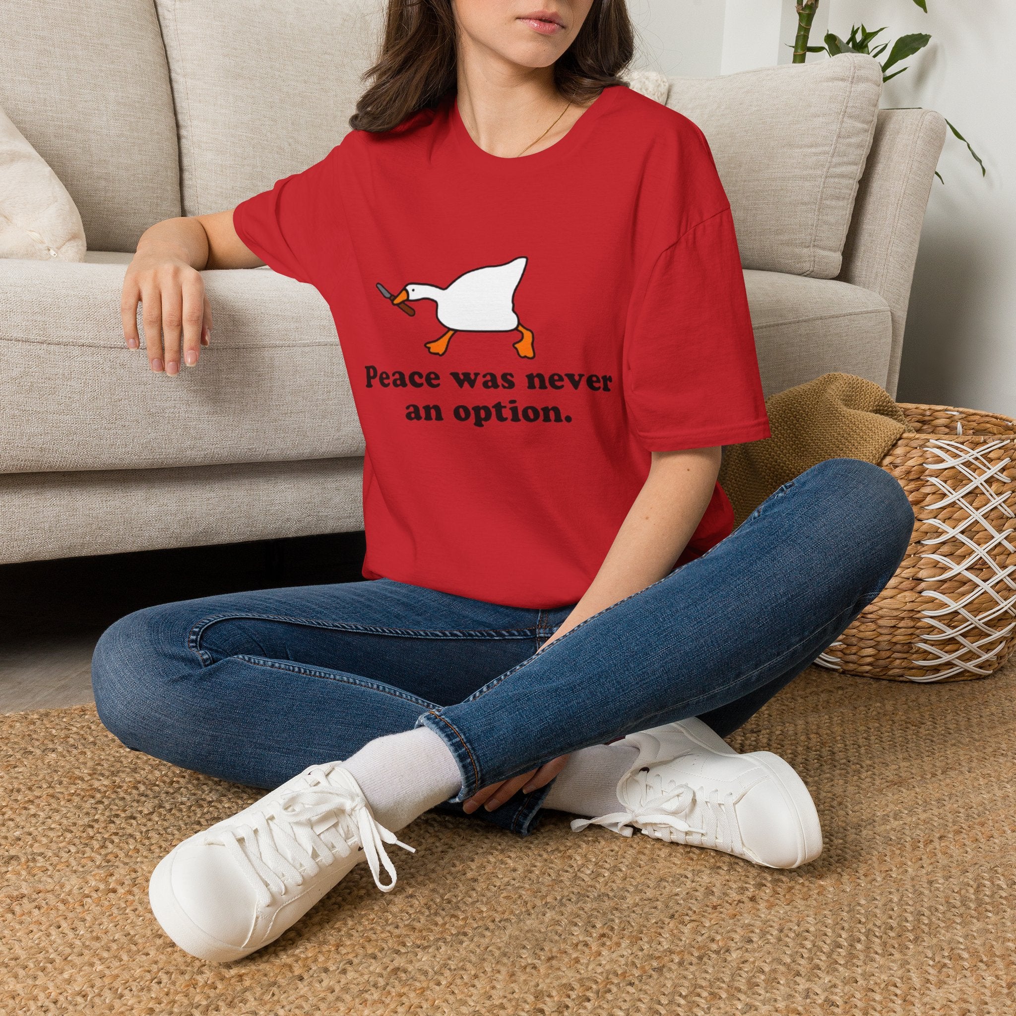 T‑Shirt — "Peace Was Never An Option" Duck Graphic Tee